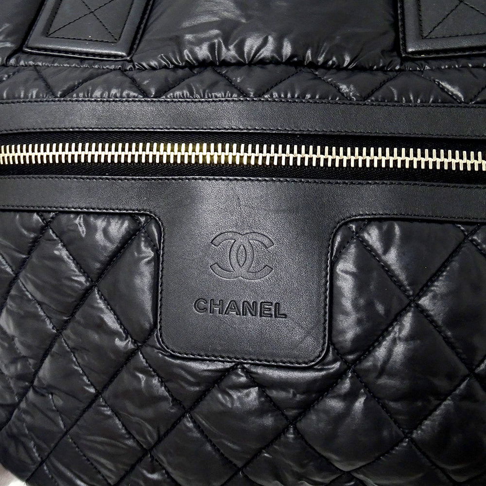 CHANEL シャネル トートバッグ コココクーン トートMM ブラック シルバー金具 A48611 ナイロン レディース 【中古】