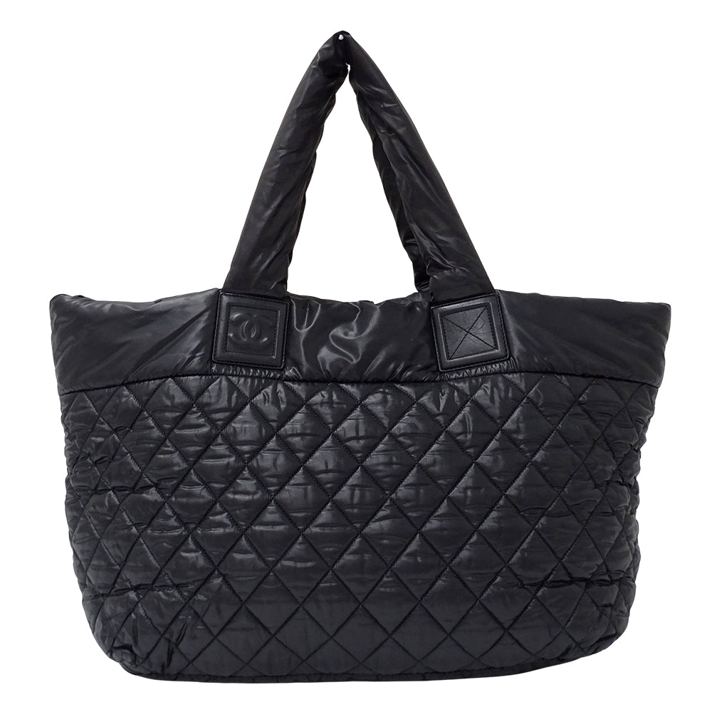 CHANEL シャネル トートバッグ コココクーン トートMM ブラック シルバー金具 A48611 ナイロン レディース 【中古】