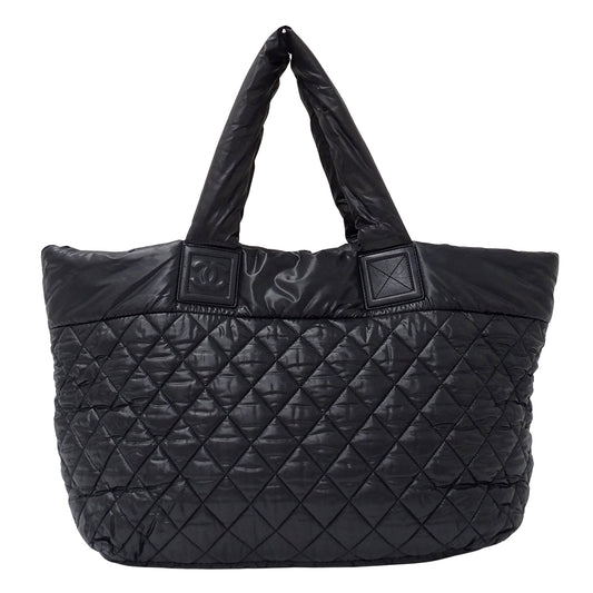 CHANEL シャネル トートバッグ コココクーン トートMM ブラック シルバー金具 A48611 ナイロン レディース 【中古】