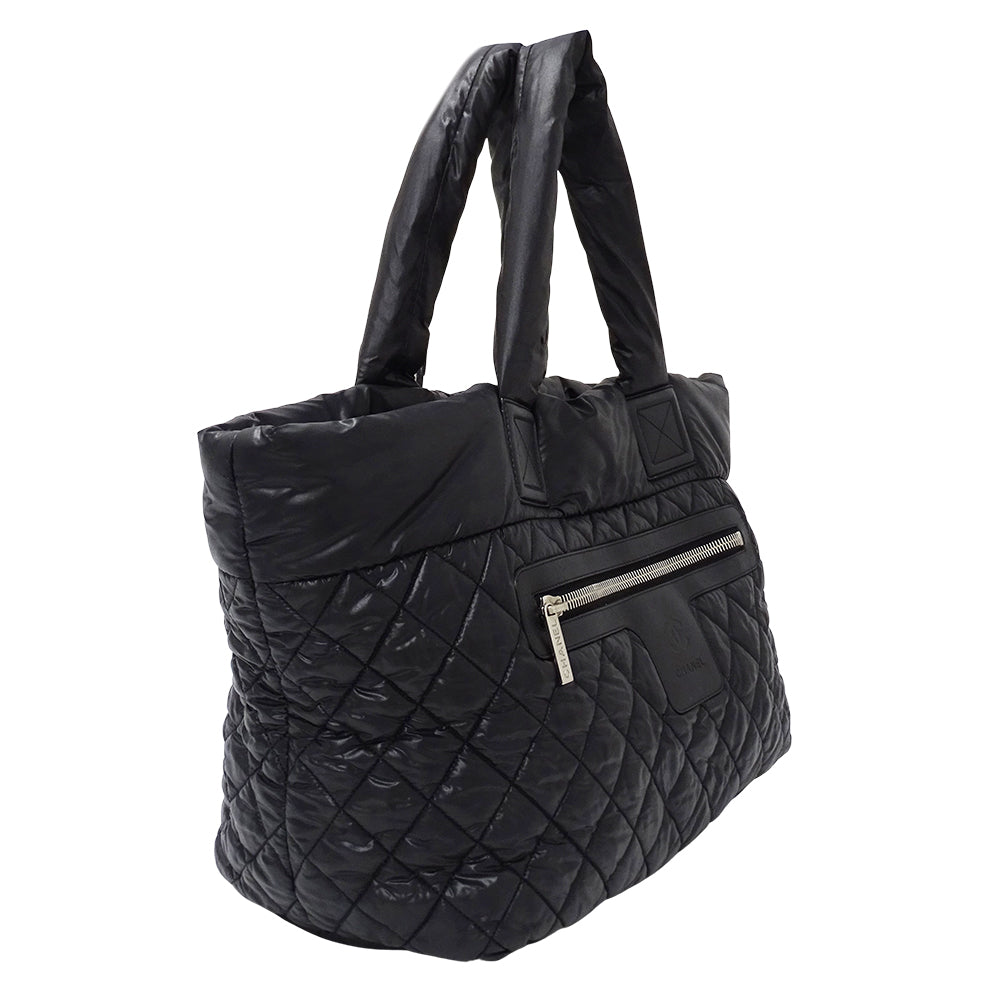 CHANEL シャネル トートバッグ コココクーン トートMM ブラック シルバー金具 A48611 ナイロン レディース 【中古】