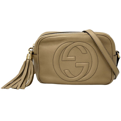 GUCCI グッチ ソーホー ショルダーバッグ インターロッキングG ベージュ 308364 レザー レディース 【中古】