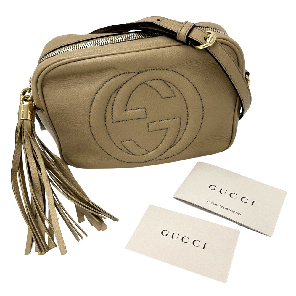 GUCCI グッチ ソーホー ショルダーバッグ インターロッキングG ベージュ 308364 レザー レディース 【中古】