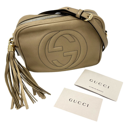 GUCCI グッチ ソーホー ショルダーバッグ インターロッキングG ベージュ 308364 レザー レディース 【中古】
