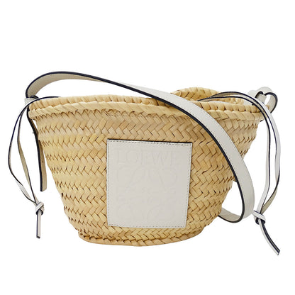 LOEWE ロエベ ショルダーバッグ アナグラム ナチュラル ホワイト ラフィア レディース 【中古】