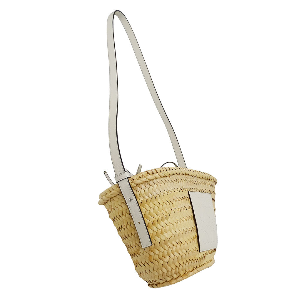 LOEWE ロエベ ショルダーバッグ アナグラム ナチュラル ホワイト ラフィア レディース 【中古】