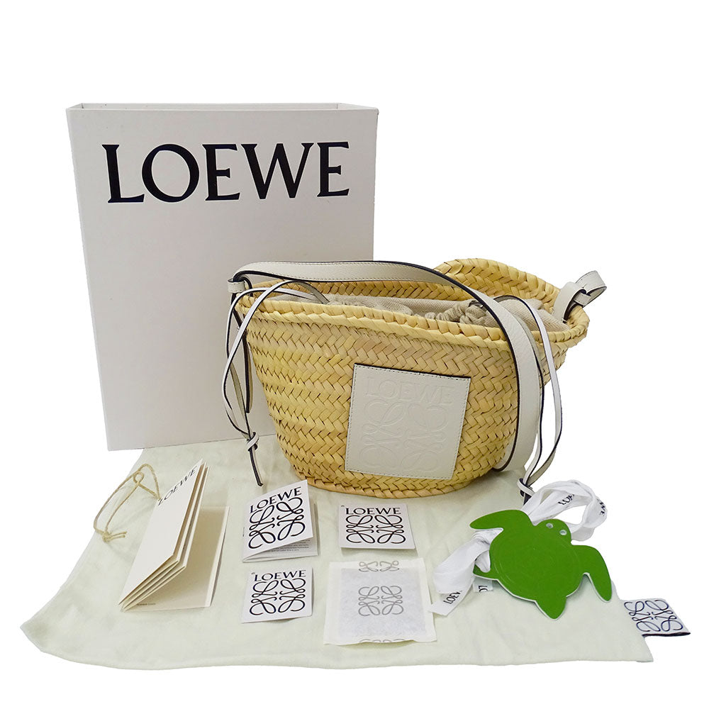 LOEWE ロエベ ショルダーバッグ アナグラム ナチュラル ホワイト ラフィア レディース 【中古】
