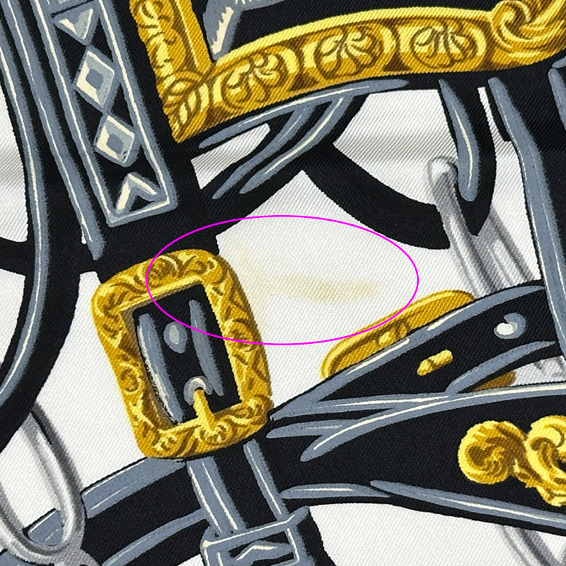 HERMES エルメス カレ90 BRIDES de GALA 式典用馬勒 スカーフ ブラック シルク レディース 【中古】