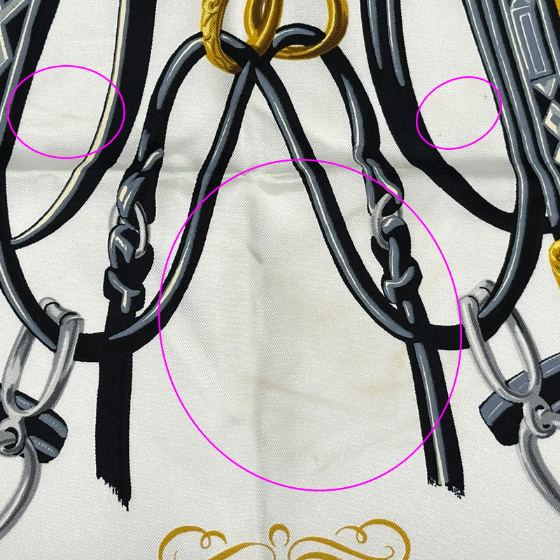 HERMES エルメス カレ90 BRIDES de GALA 式典用馬勒 スカーフ ブラック シルク レディース 【中古】