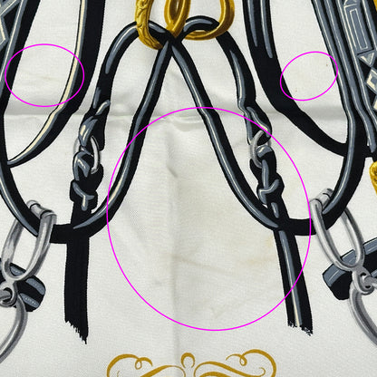 HERMES エルメス カレ90 BRIDES de GALA 式典用馬勒 スカーフ ブラック シルク レディース 【中古】