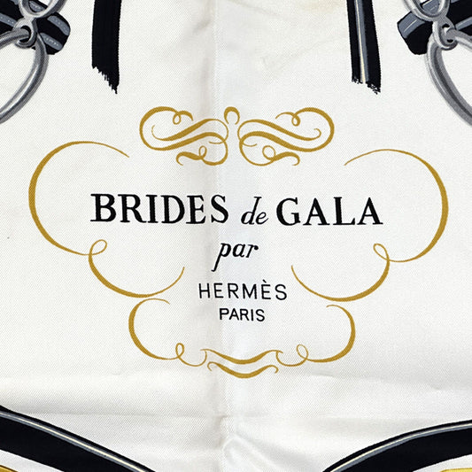 HERMES エルメス カレ90 BRIDES de GALA 式典用馬勒 スカーフ ブラック シルク レディース 【中古】