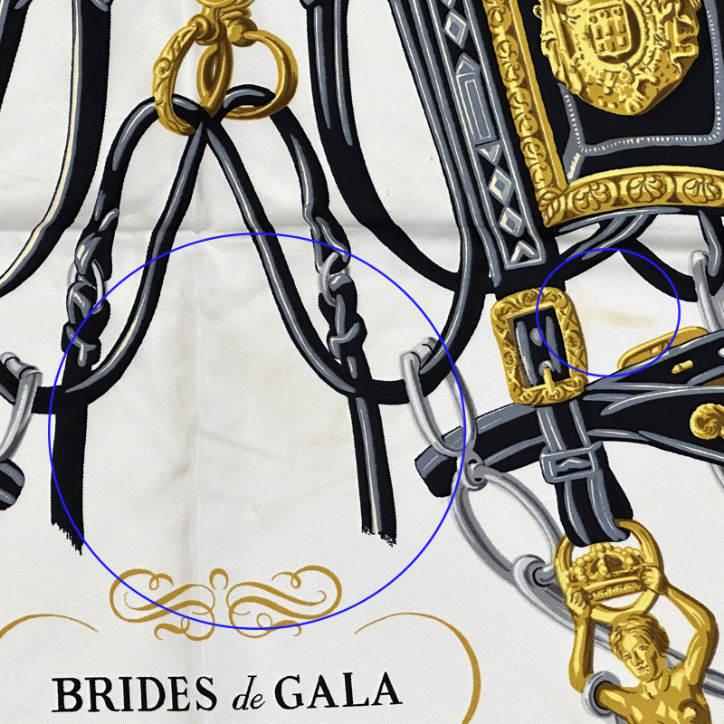 HERMES エルメス カレ90 BRIDES de GALA 式典用馬勒 スカーフ ブラック シルク レディース 【中古】