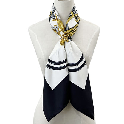 HERMES エルメス カレ90 BRIDES de GALA 式典用馬勒 スカーフ ブラック シルク レディース 【中古】