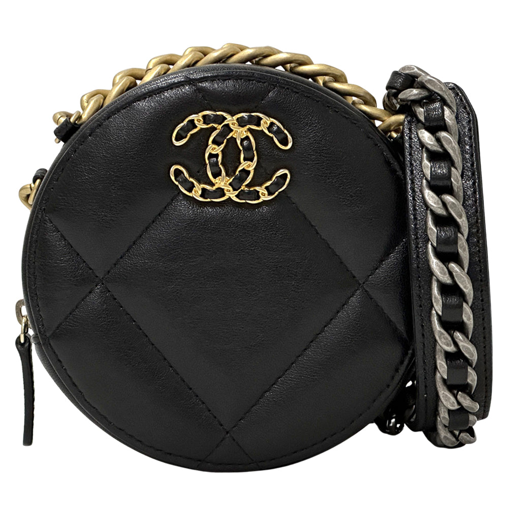 CHANEL シャネル ショルダーバッグ シャネル19 ブラック ゴールド金具 ラムスキン レディース 【中古】