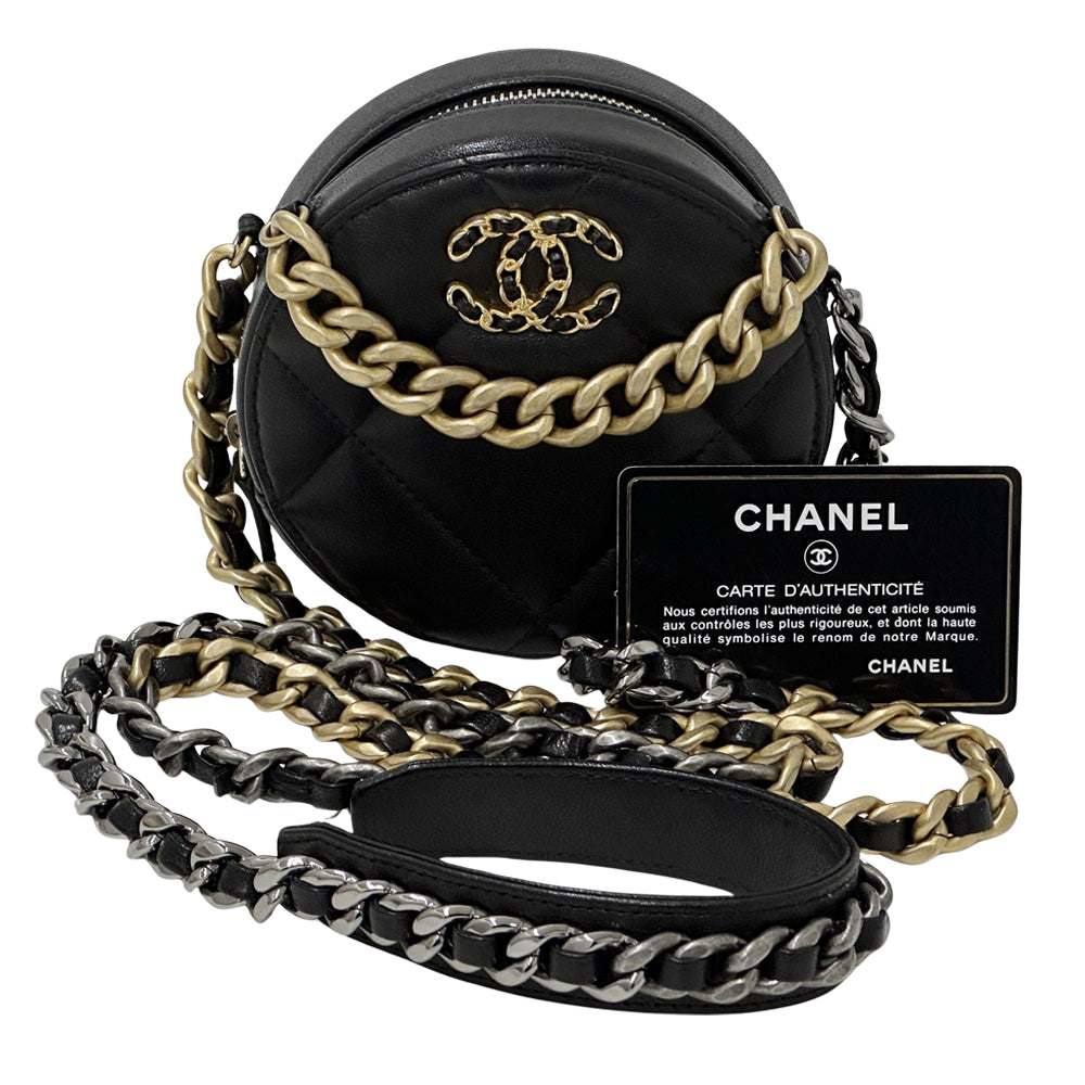 CHANEL シャネル ショルダーバッグ シャネル19 ブラック ゴールド金具 ラムスキン レディース 【中古】
