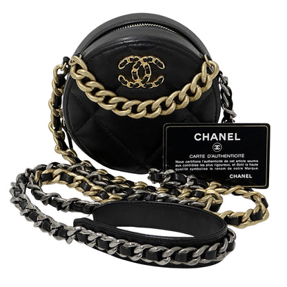 CHANEL シャネル ショルダーバッグ シャネル19 ブラック ゴールド金具 ラムスキン レディース 【中古】