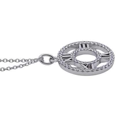 TIFFANY&Co. ティファニー アトラス オープン メダリオン ネックレス 750WG ダイヤモンド ホワイトゴールド レディース 磨き済み【中古】