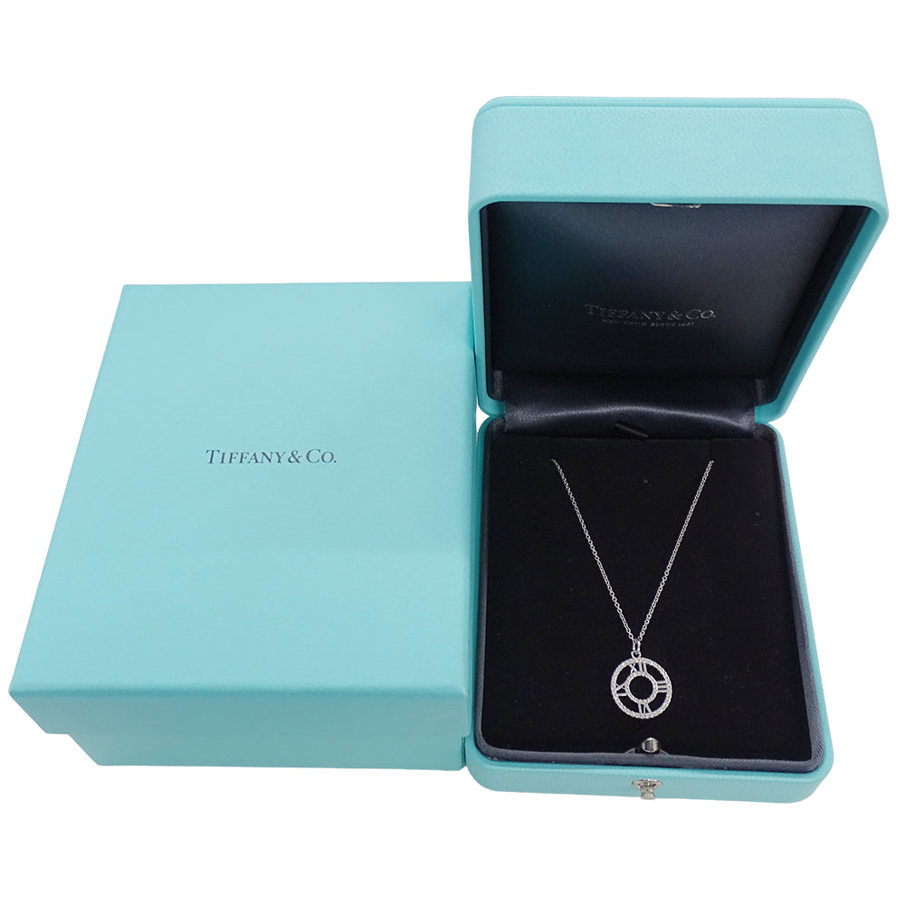 TIFFANY&Co. ティファニー アトラス オープン メダリオン ネックレス 750WG ダイヤモンド ホワイトゴールド レディース 磨き済み【中古】