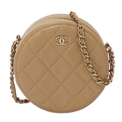 CHANEL シャネル ショルダーバッグ マトラッセ ベージュ ゴールド金具 キャビアスキン レディース 【中古】