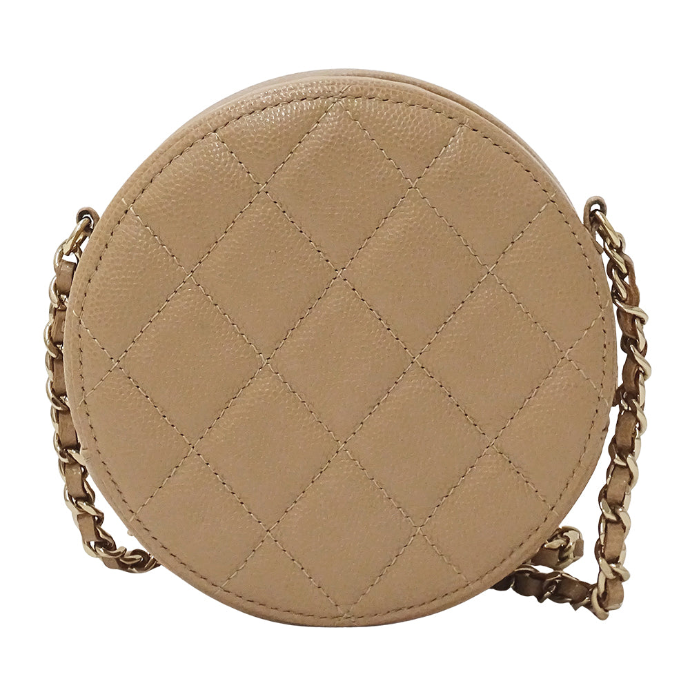 CHANEL シャネル ショルダーバッグ マトラッセ ベージュ ゴールド金具 キャビアスキン レディース 【中古】