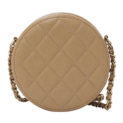 CHANEL シャネル ショルダーバッグ マトラッセ ベージュ ゴールド金具 キャビアスキン レディース 【中古】