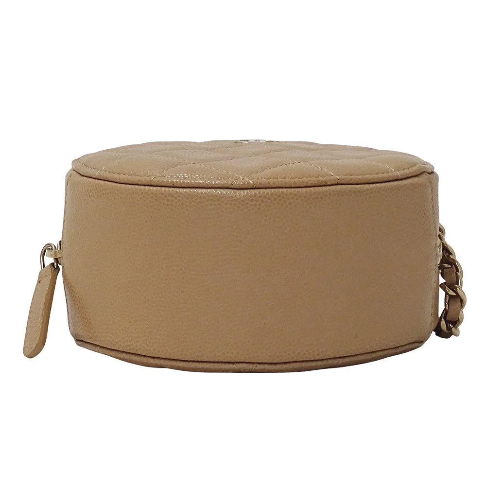 CHANEL シャネル ショルダーバッグ マトラッセ ベージュ ゴールド金具 キャビアスキン レディース 【中古】