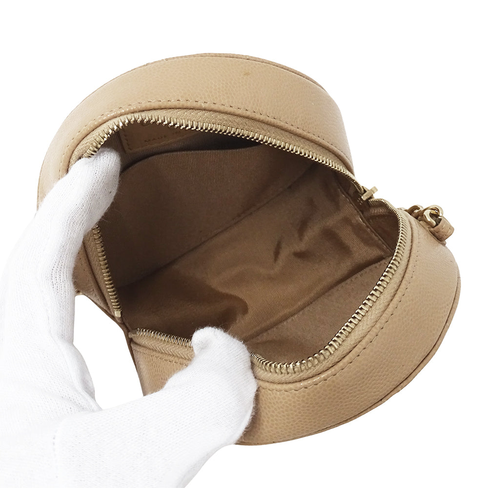 CHANEL シャネル ショルダーバッグ マトラッセ ベージュ ゴールド金具 キャビアスキン レディース 【中古】