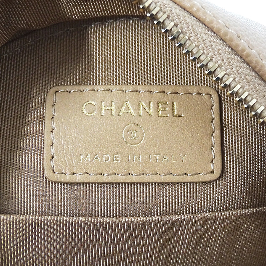 CHANEL シャネル ショルダーバッグ マトラッセ ベージュ ゴールド金具 キャビアスキン レディース 【中古】