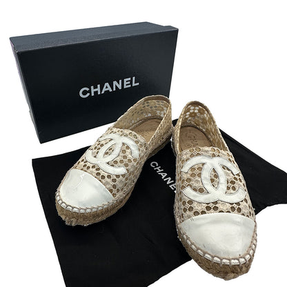 CHANEL シャネル エスパドリーユ スリッポン サンダル ホワイト レース レディース 【中古】