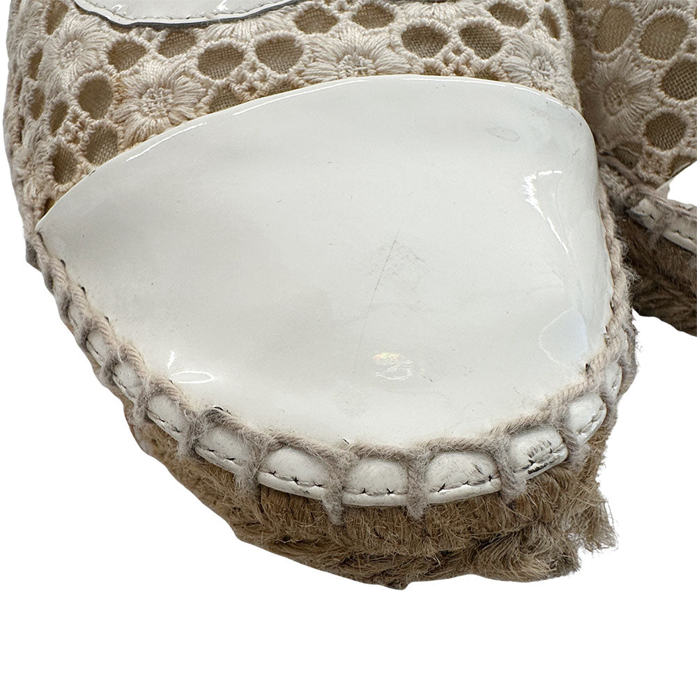 CHANEL シャネル エスパドリーユ スリッポン サンダル ホワイト レース レディース 【中古】