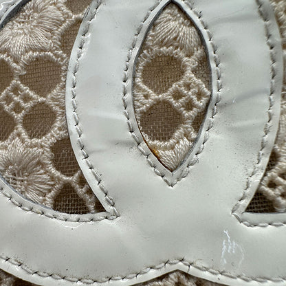 CHANEL シャネル エスパドリーユ スリッポン サンダル ホワイト レース レディース 【中古】
