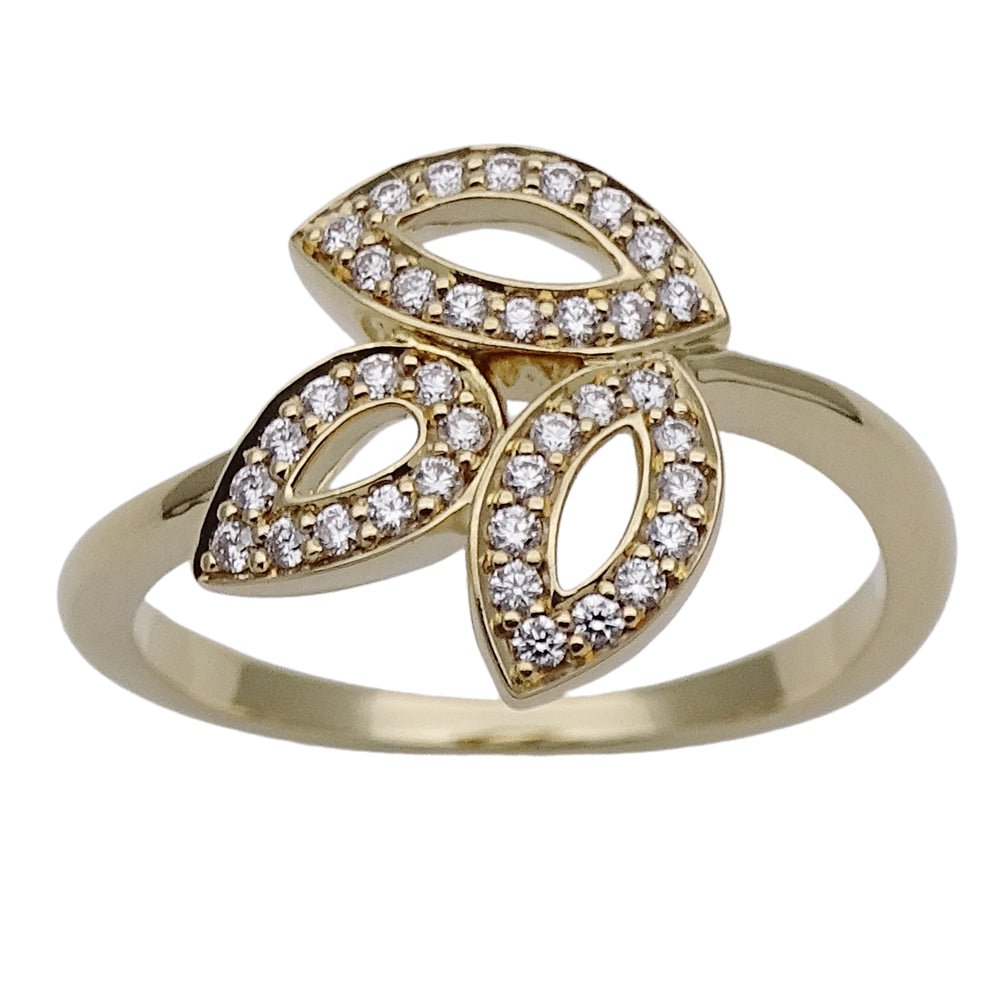 HARRY WINSTON ハリー・ウィンストン リリークラスター ミニ リング 指輪 750YG イエローゴールド ダイヤモンド 約11.5号 レディース 磨き済み 【中古】