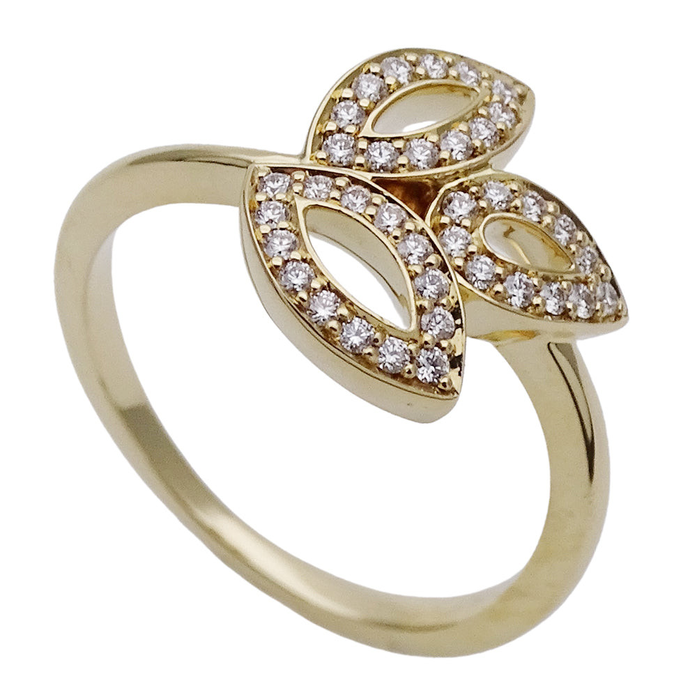 HARRY WINSTON ハリー・ウィンストン リリークラスター ミニ リング 指輪 750YG イエローゴールド ダイヤモンド 約11.5号 レディース 磨き済み 【中古】