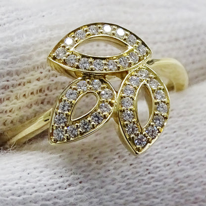 HARRY WINSTON ハリー・ウィンストン リリークラスター ミニ リング 指輪 750YG イエローゴールド ダイヤモンド 約11.5号 レディース 磨き済み 【中古】