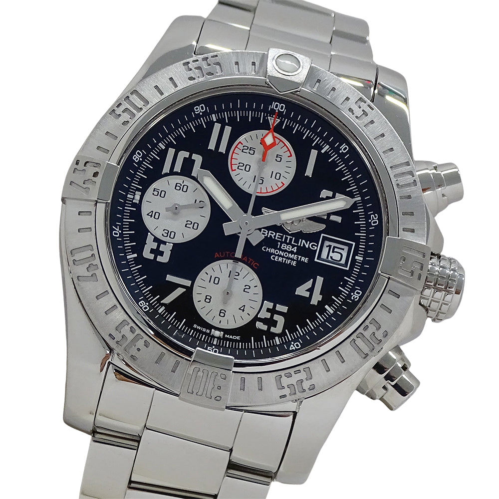 BREITLING ブライトリング アベンジャーII A13381 メンズ 腕時計 クロノグラフ デイト 自動巻き AT ステンレス SS ブラック 磨き済み 【中古】