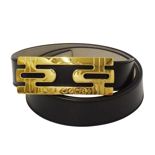 BVLGARI ブルガリ ベルト パレンテシ ブラック レザー メンズ 【中古】