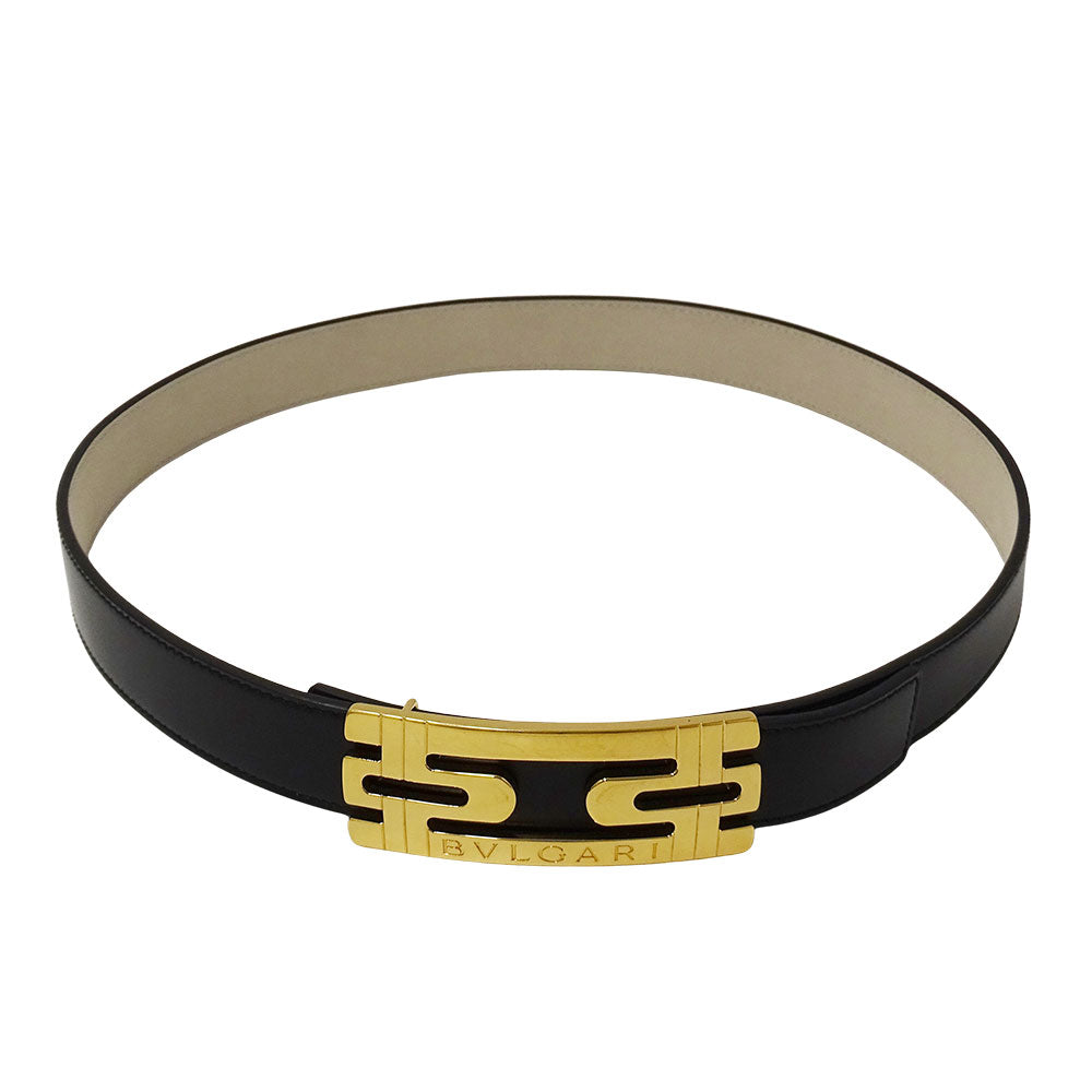 BVLGARI ブルガリ ベルト パレンテシ ブラック レザー メンズ 【中古】