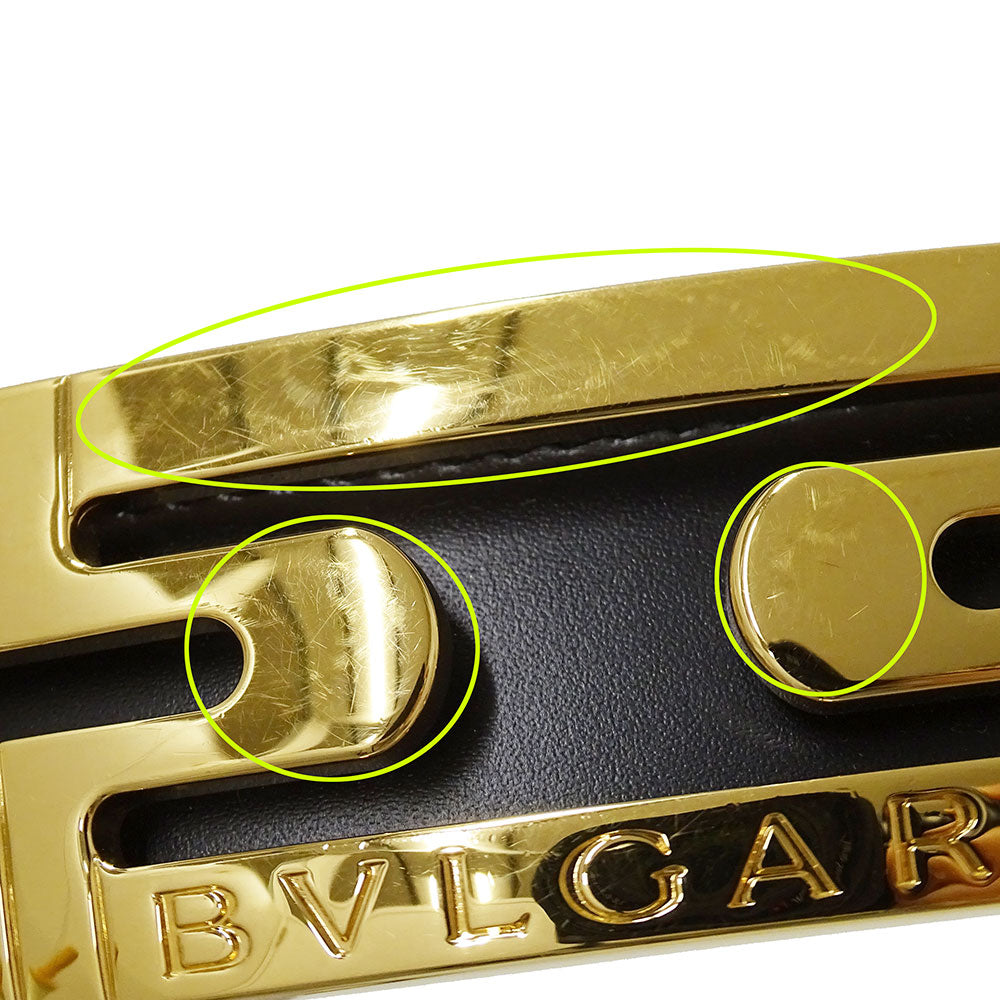 BVLGARI ブルガリ ベルト パレンテシ ブラック レザー メンズ 【中古】