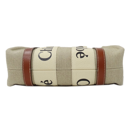 Chloe クロエ ウッディ スモール 2wayバッグ ベージュ ブラウン キャンバス レディース 【中古】
