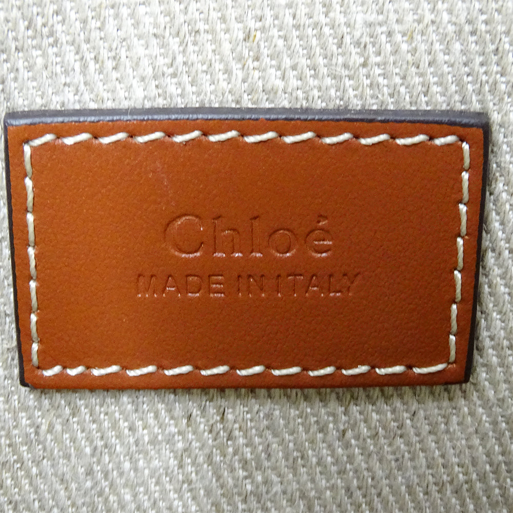 Chloe クロエ ウッディ スモール 2wayバッグ ベージュ ブラウン キャンバス レディース 【中古】