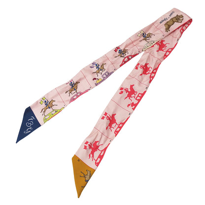 HERMES エルメス スカーフ ツイリー ピンク シルク レディース 馬 【中古】