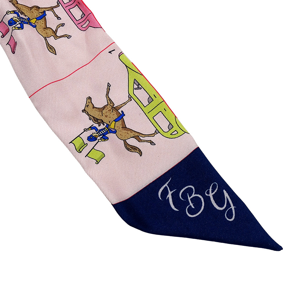 HERMES エルメス スカーフ ツイリー ピンク シルク レディース 馬 【中古】