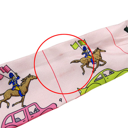 HERMES エルメス スカーフ ツイリー ピンク シルク レディース 馬 【中古】