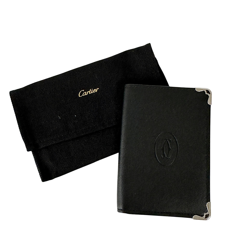 Cartier カルティエ カードケース マスト ブラック レザー レディース メンズ 【中古】