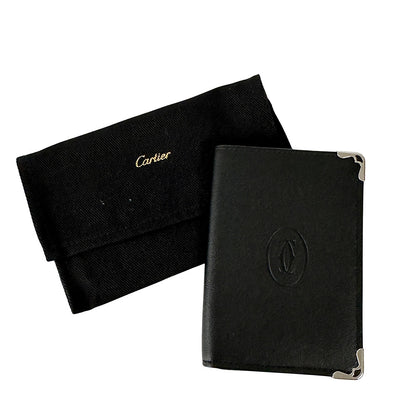 Cartier カルティエ カードケース マスト ブラック レザー レディース メンズ 【中古】