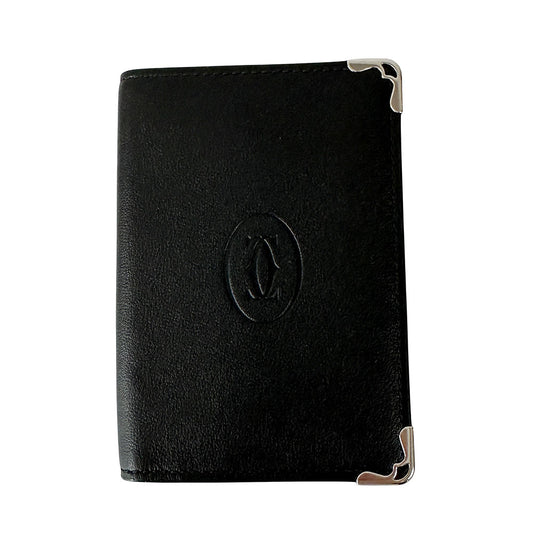 Cartier カルティエ カードケース マスト ブラック レザー レディース メンズ 【中古】
