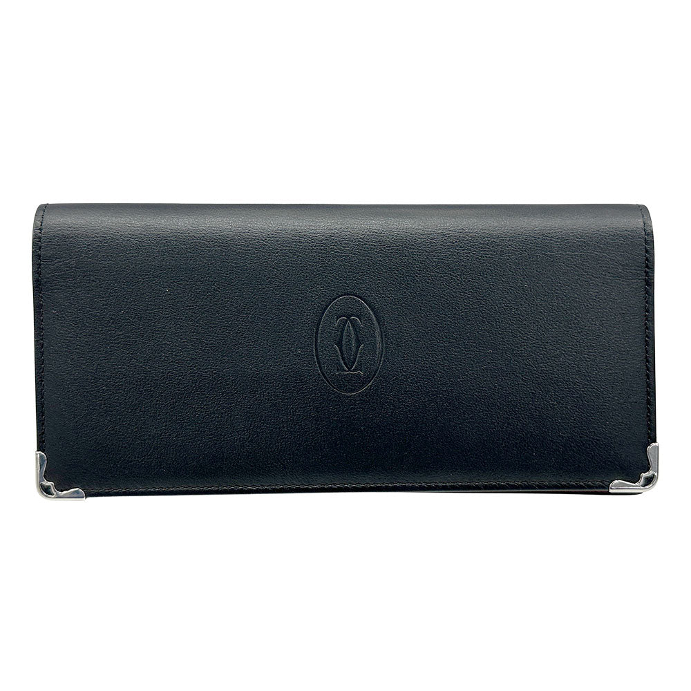 Cartier カルティエ 長財布 マスト ブラック レザー メンズ 【中古】