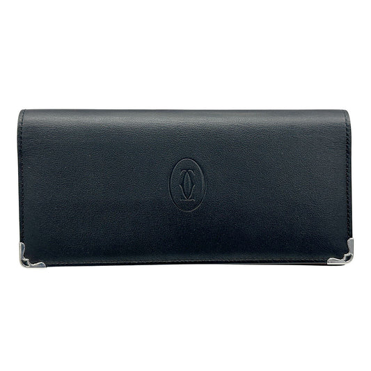 Cartier カルティエ 長財布 マスト ブラック レザー メンズ 【中古】