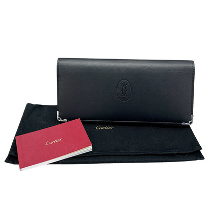 Cartier カルティエ 長財布 マスト ブラック レザー メンズ 【中古】