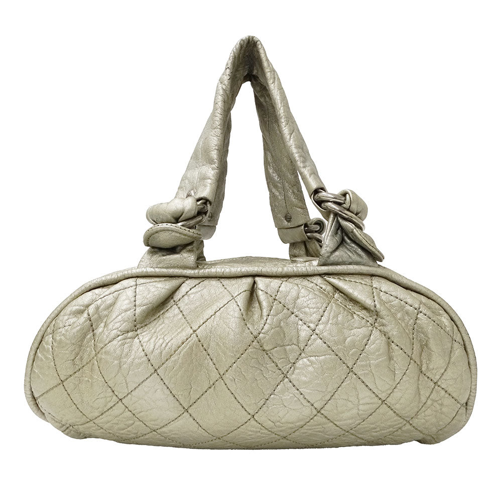 CHANEL シャネル ハンドバッグ ワイルドステッチ シャンパンゴールド シルバー金具 レザー レディース 【中古】