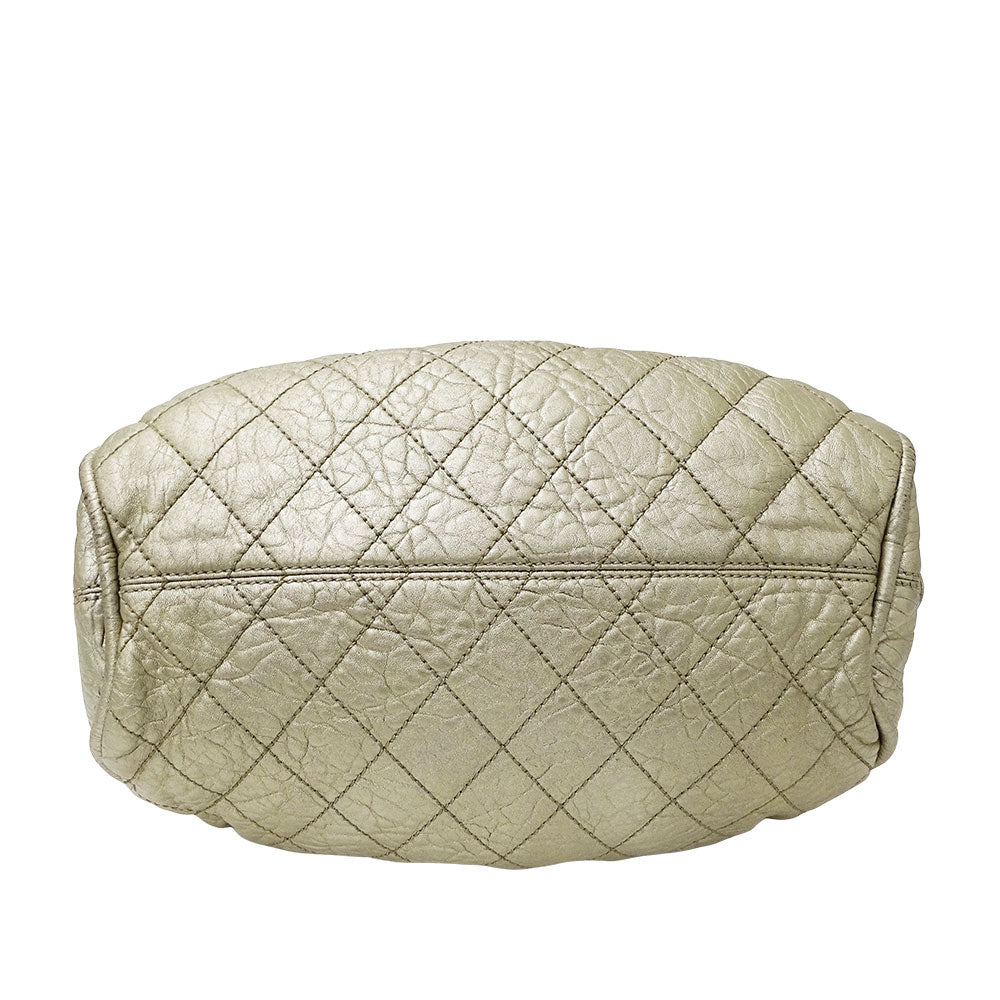 CHANEL シャネル ハンドバッグ ワイルドステッチ シャンパンゴールド シルバー金具 レザー レディース 【中古】